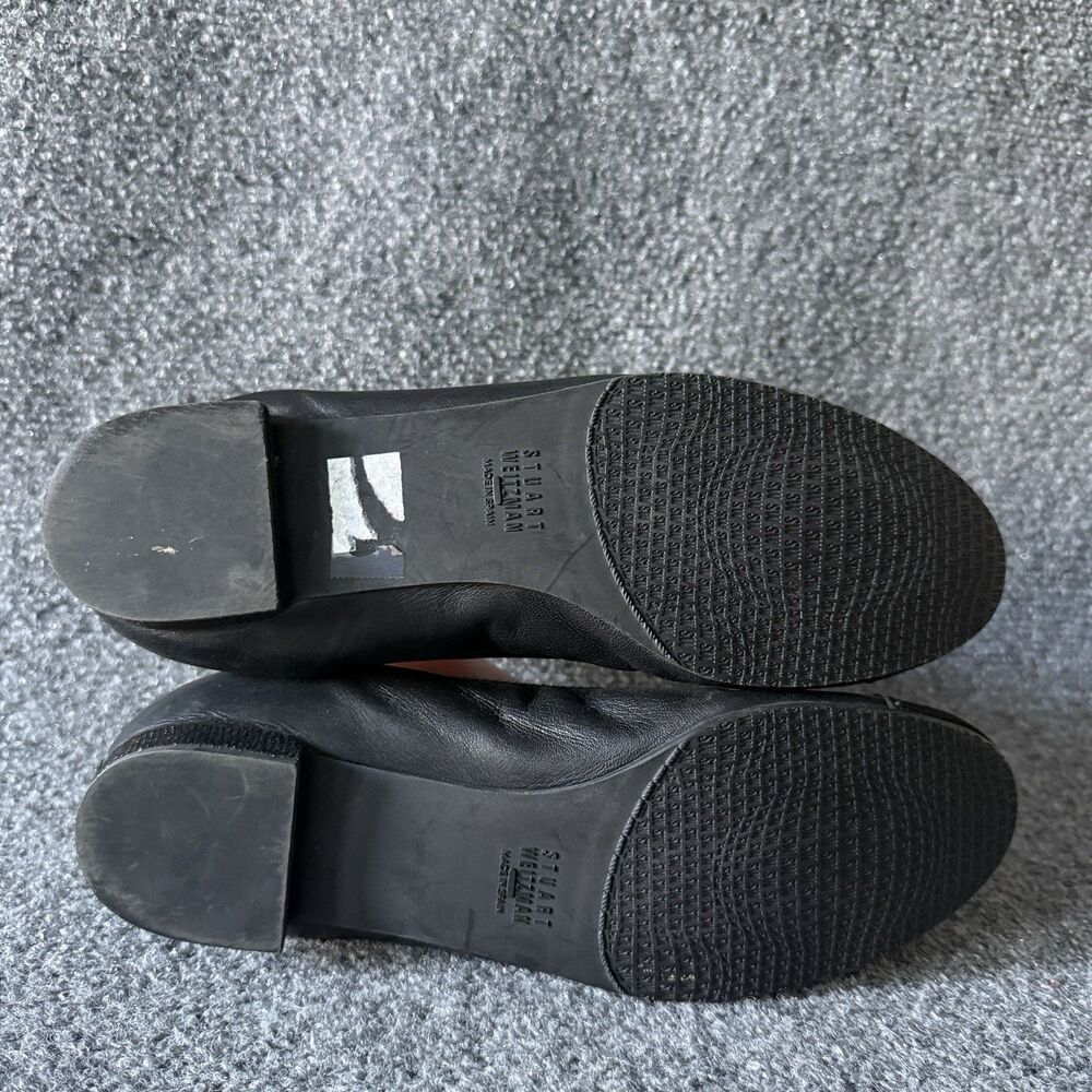 Stuart Weitzman Black Studded Cap Toe Slip-On Ballet Flat Leather Women's 7.5M - Picture 9 of 11